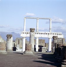 Colomns of the colonnade round the Forum, Pompeii, Italy.  Creator: Unknown.