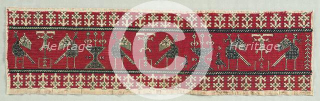 Five Embroidered Fragments, 18th-19th century. Creator: Unknown.