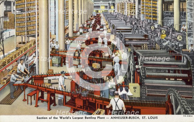 Bottling plant, Anheuser-Busch brewery, St Louis, Missouri, USA, 1933. Artist: Unknown