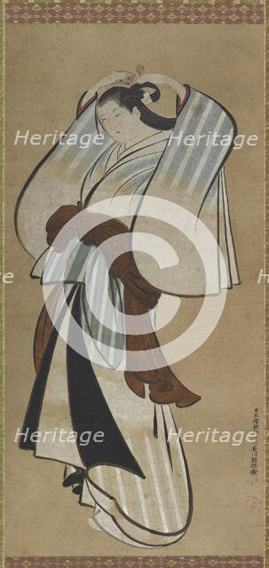 Yujo doing her hair, (18th century?). Creator: Hishikawa Moroyasu.