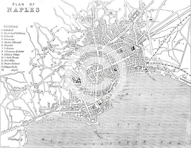 Plan of Naples, 1860. Creator: John Dower.