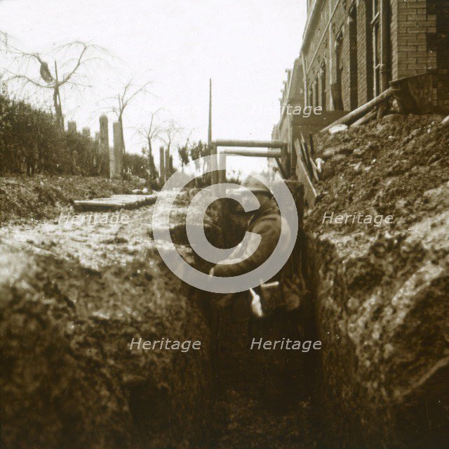 French soldier in trenches, c1914-c1918. Artist: Unknown.