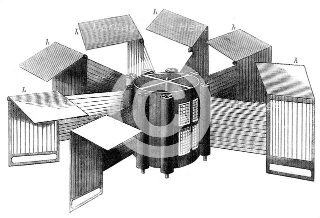 Applegath's Times vertical printing machine, 1866. Artist: Unknown