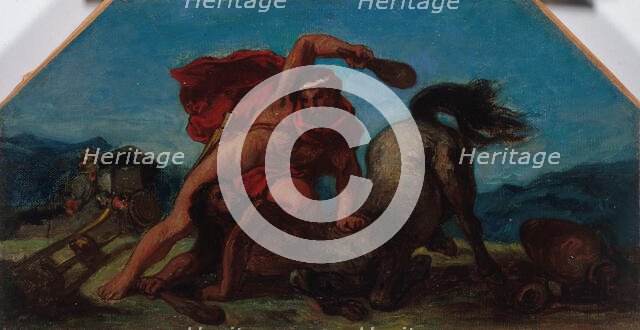 Esquisse pour le salon de la Paix à l'Hôtel de Ville de Paris : Hercule tuant le..., c1849 - 1852. Creator: Eugene Delacroix.