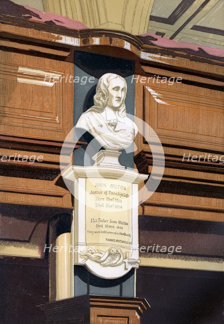 John Milton's monument, St Giles's Church, Cripplegate, London, c1850. Artist: Unknown