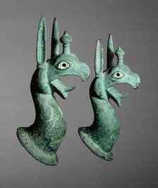 Pair of Protomes Depicting the Forepart of a Griffin, 625-575 BCE. Creator: Unknown.