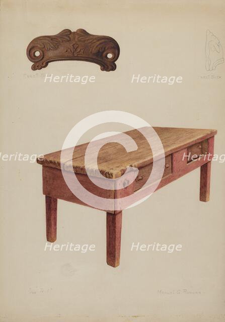 Tailor's Bench, c. 1938. Creator: Manuel G. Runyan.