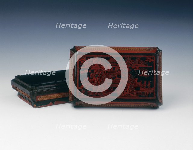 Rectangular lacquered bamboo weave box, Qing dynasty, China, 18th century. Artist: Unknown