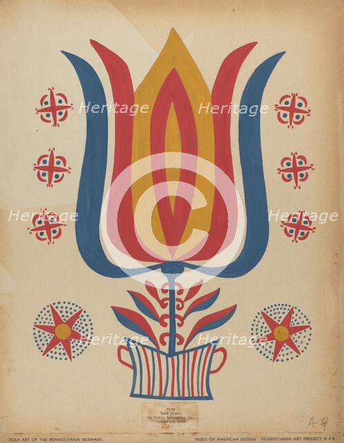 Drawing for Plate 9: From the Portfolio "Folk Art of Rural Pennsylvania", c. 1939. Creator: Unknown.