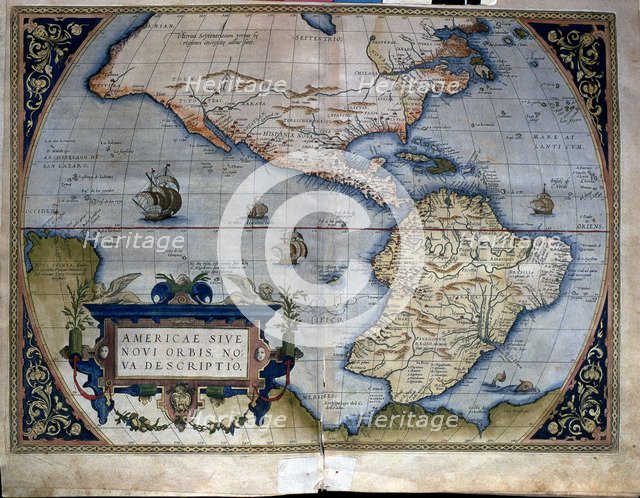  'Theatrum Orbis Terrarum' by Abraham Ortelius, Antwerp, 1574, map of the Americas.