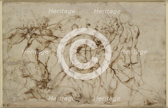 Battle Scene with Prisoners being pinioned, cearly 16th century. Artist: Raphael.