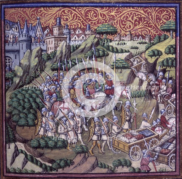 The army of the King of Sicily, riding away from a city, c1500.  Creator: Unknown.