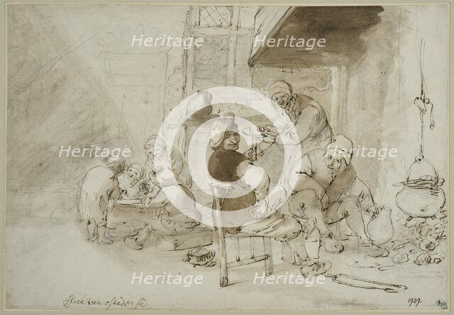 Farmers eat in a kitchen. Creator: Isaac van Ostade.