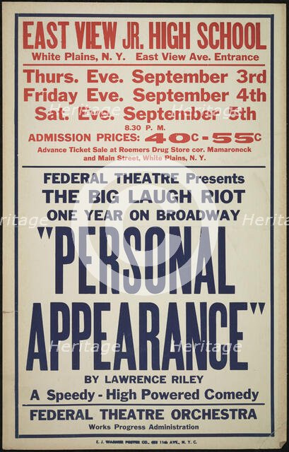 Personal Appearance, White Plains, NY, 1936. Creator: Unknown.