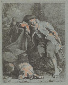 Sleeping Old Man with Dog, 1759. Creator: Francesco Londonio.