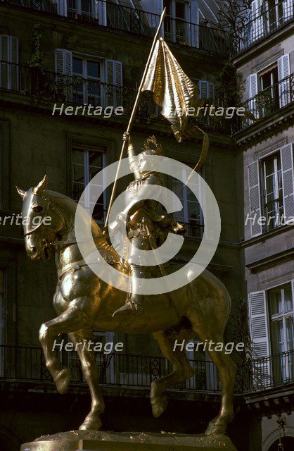 Gilded equestrian statue of St Joan of Arc, 19th century. Artist: Emmanuel Fremiet