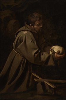 Saint Francis in Meditation, ca 1606. Creator: Caravaggio, Michelangelo (1571-1610).