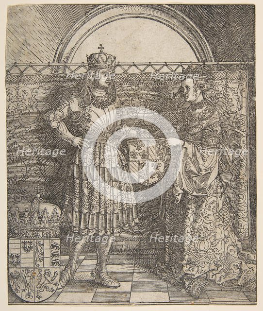The Betrothal of Mary of Burgundy from the Triumphal Arch of Emperor Maximilian I, 1515. Creator: Albrecht Durer.