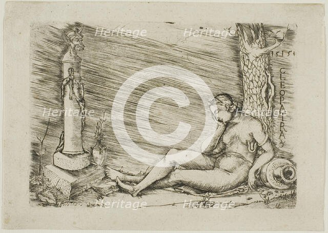 Cleopatra Lying at the Foot of a Tree, with a Term, 1515. Creator: Master of 1515.