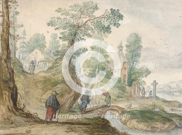 A Wooded River Landscape with a Church and Figures, ca. 1613. Creator: Hendrick Avercamp.