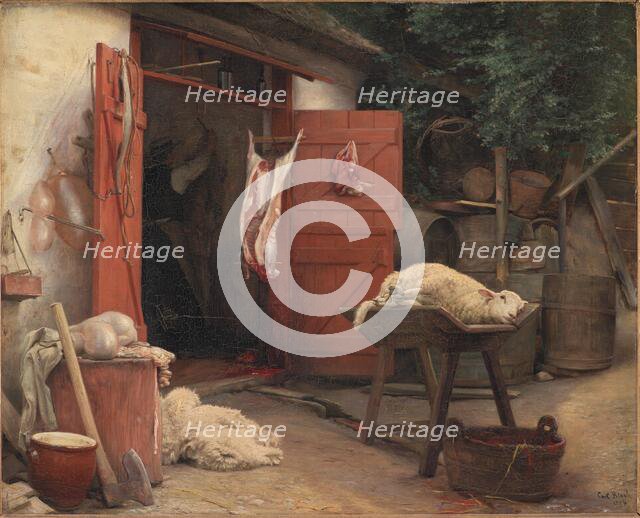 A Slaughterhouse in Hellebæk, 1884. Creator: Carl Bloch.