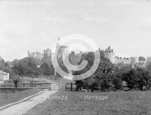Windsor Castle from Clewer Meadows, Windsor, Berkshire, c1860-c1922. Artist: Henry Taunt