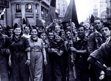 Spanish Civil War, 1936-1939, militiwomen of the column 'García Oliver' going to the front in Hue…