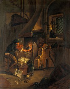 An alchemist in his laboratory, c1650s. Creator: Thomas Wyck.