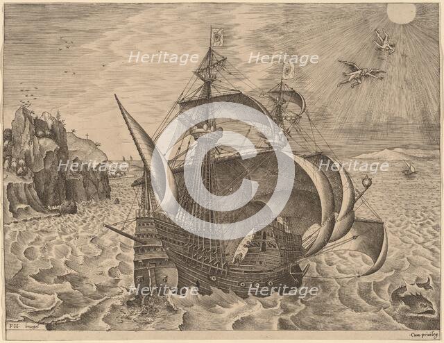 Armed Three-Master with Daedalus and Icarus in the Sky. Creator: Frans Huys.