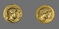 Tetradrachm (Coin) Portraying King Ptolemy II Philadelphos and Queen Arsinoe II, After 270 BCE. Creator: Unknown.