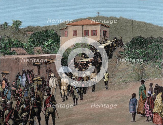 Governor Maxwell returns to Cape Coast Castle, from Cumasia, late 19th century. Creator: Unknown.