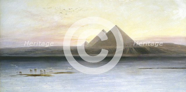 'The Pyramids at Gizeh', 19th century. Artist: Edward Lear
