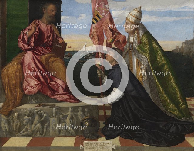 Jacopo Pesaro being presented by Pope Alexander VI to Saint Peter, 1506-1511. Artist: Titian (1488-1576)