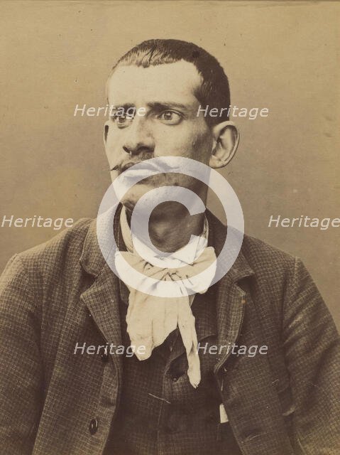 Landschoot. Edouard. 27 ans, né le 6/8/67 à Paris. Bijoutier. Anarchiste. 2/7/94., 1894. Creator: Alphonse Bertillon.