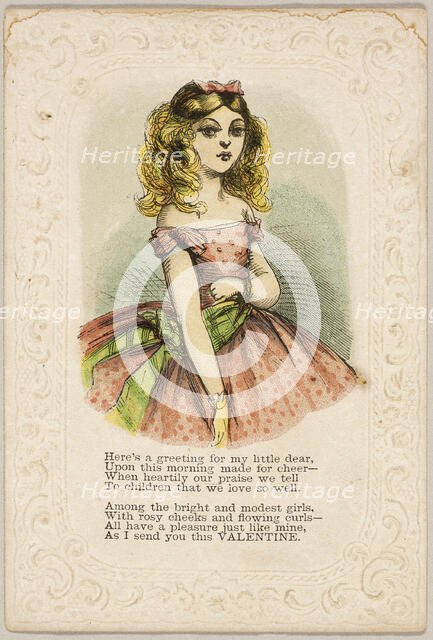 Here's a Greeting for My Little Dear (valentine), 1860/69. Creator: Unknown.