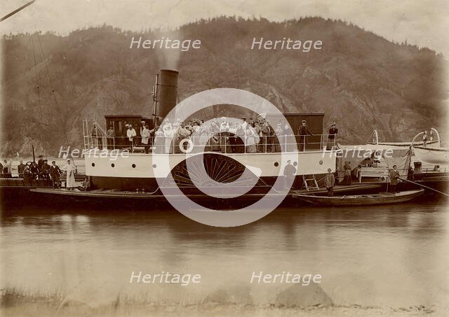 Walking on the steamer "Lieutenant Malygin" G.N. Fedotova and members of her group...,1897. Creator: Unknown.