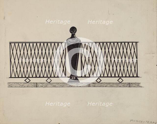 Iron Fence, c. 1936. Creator: Mary E Humes.