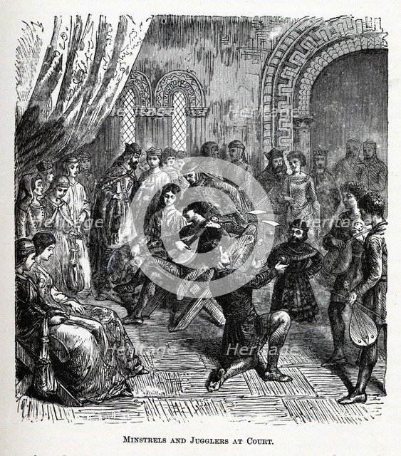 Minstrels and Jugglers at Court, 1882. Artist: Anonymous  