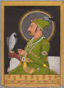 Posthumous portrait of the Mughal emperor Muhammad Shah (reigned 1719-1748)...(recto), 1764. Creator: Muhammad Rizavi Hindi (Indian, active mid-1700s); Mahmud ibn Ishaq al-Shahabi (Persian, active mid- to late 1500s).