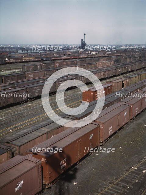 General view of part of the Proviso yard of the Chicago and North Western railroad, Chicago, 1943. Creator: Jack Delano.