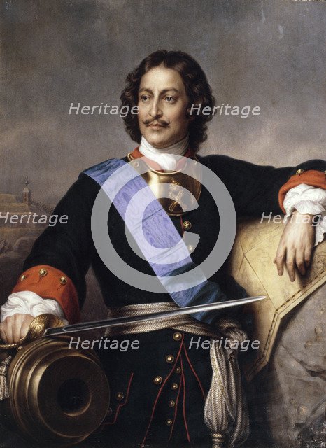 Portrait of Emperor Peter I the Great (1672-1725). Artist: Delaroche, Paul Hippolyte (1797-1856)