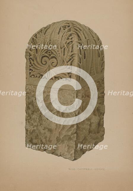 Stone Gate Post, c. 1939. Creator: Rose Campbell-Gerke.