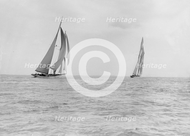 The schooners 'Margherita' & 'Germania', 1913. Creator: Kirk & Sons of Cowes.
