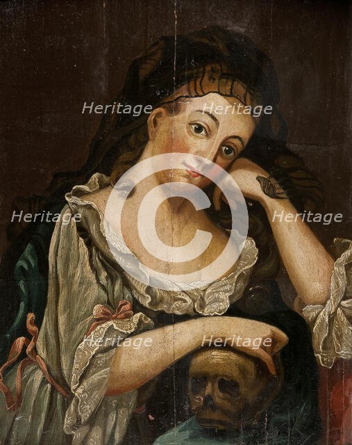 Woman in rococo costume, unknown date. Creator: Unknown.