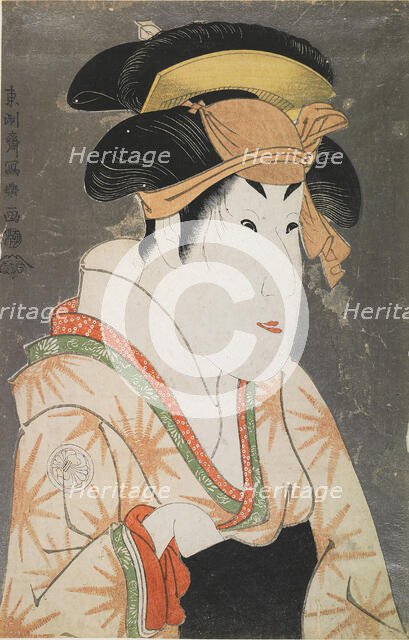 Actor Segawa Kikunojo III as Oshizu, the Wife of Tanabe Bunzo from the Play "Hana-Ayame..., 1794. Creator: Sharaku, Toshusai (active 1794-1795).