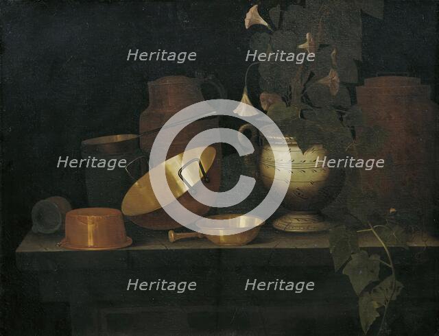 Still life with copper dishes, undated. (c1670s) Creator: Joannes de Cordua.