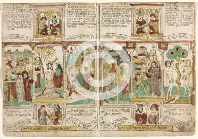 The Bible of the Poor (Biblia Pauperum), Pharaoh's Army Drowned in the Red Sea..., 1450-1465. Creator: Anonymous.