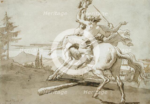 Centaur Arrested in Flight, a Female Faun on His Back, between c1759 and c1791. Creator: Giovanni Domenico Tiepolo.