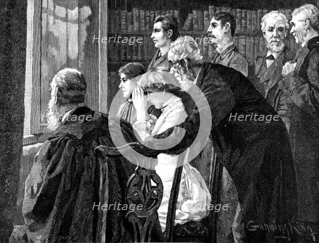 She took the glass, but purposely turned it on the wrong boat, 1883. Creator: R. Taylor.