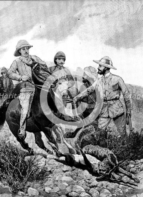 Prince Albert Victor in India: hunting Black Buck with cheetah at Hyderabad, 1890. Creator: Unknown.